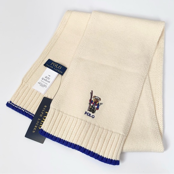 Hold Ralph Lauren polo bear embroidered scarf 100% cotton - Picture 7 of 14